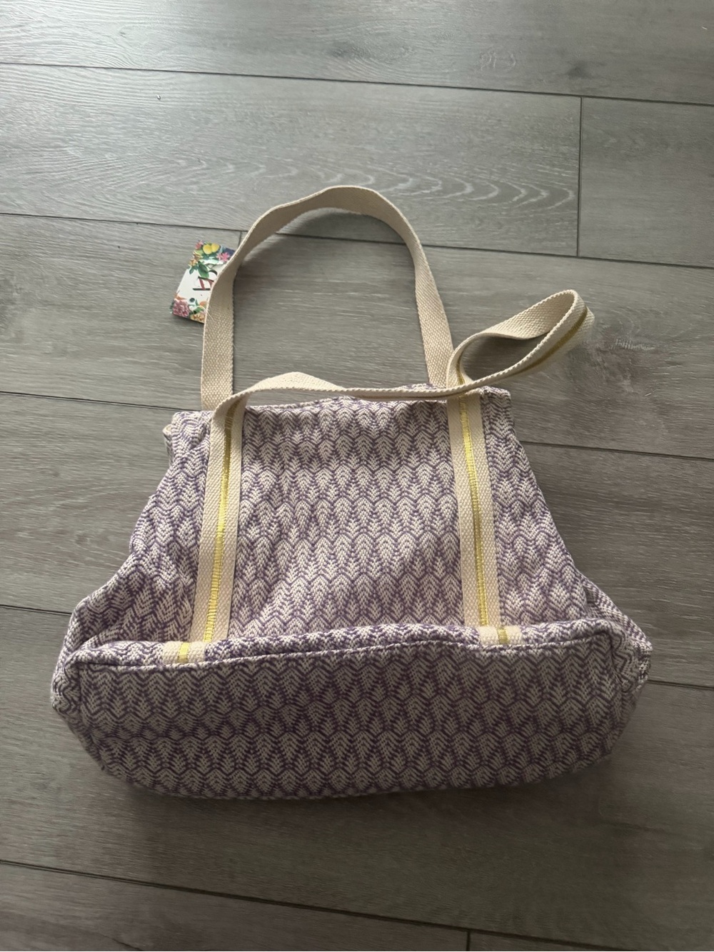 Handwoven Purple Patterned Tote Bag with Embroidered Eye Motif - Picture 4 of 6